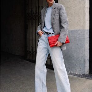 Kate Spade Cherry Red Lillian Court Neva leather Laser-cut envelope clutch NWOT